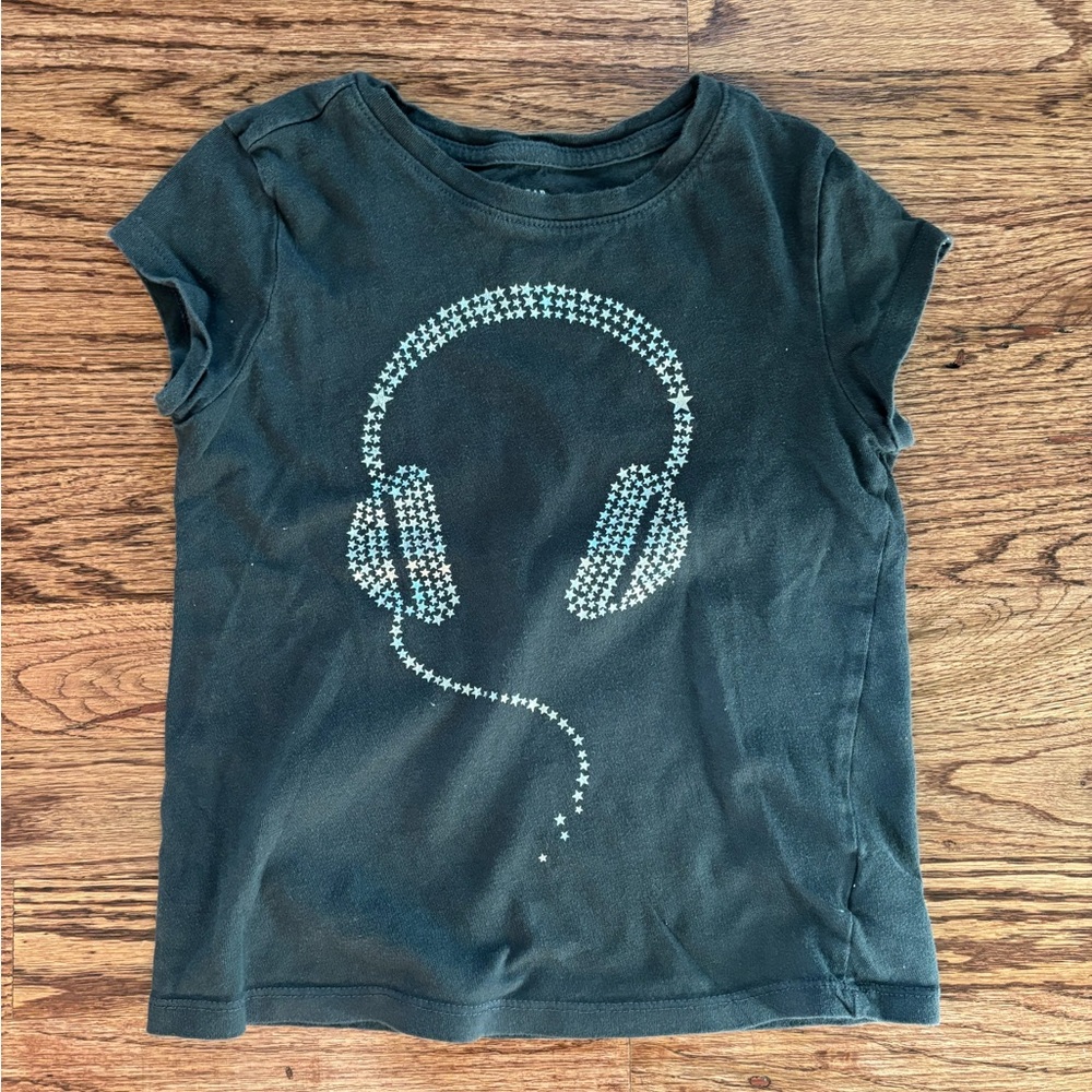 Gap Black Kids T-Shirt with Headphone Design
